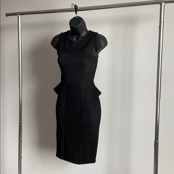 Black Peplum Pencil Dress - Picture 5 of 6